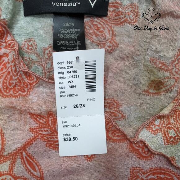 Venezia Short Sleeve Sheer Coverup Size 26/28 - Picture 2 of 5